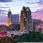 Raleigh, North Carolina skyline, showing buildings constructed by Messer