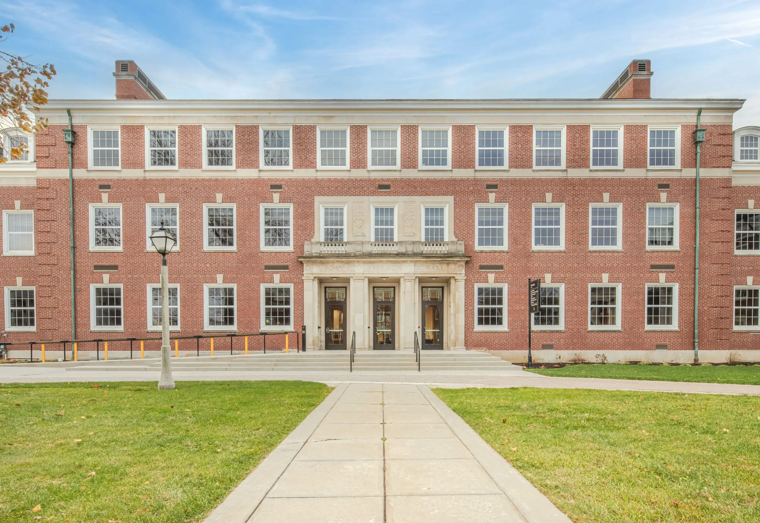 depauw univeristy harrison hall exterior photo of building orange brick
