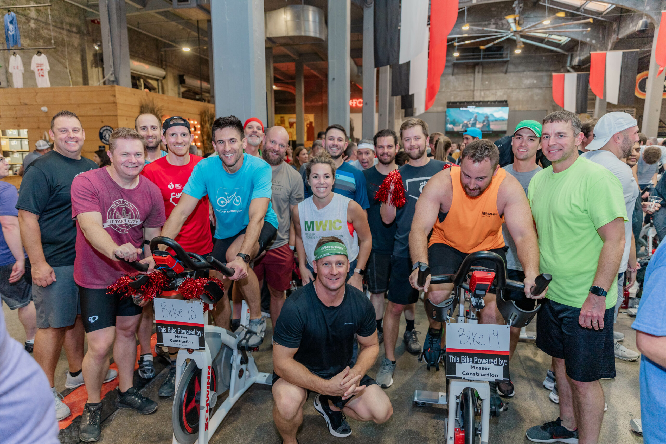Messer Construction Company employees on bikes at CycleNation