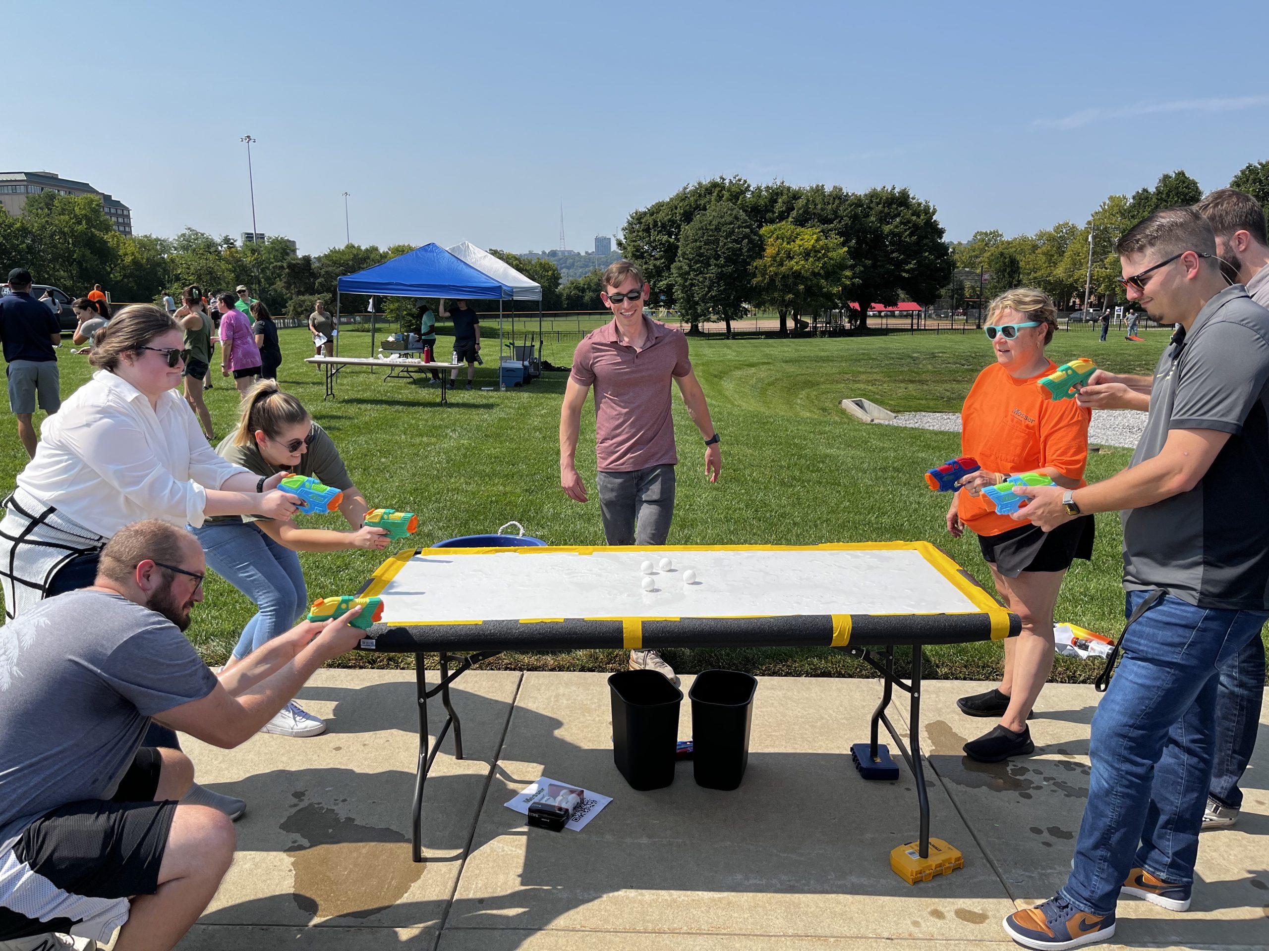 People playing with water guns