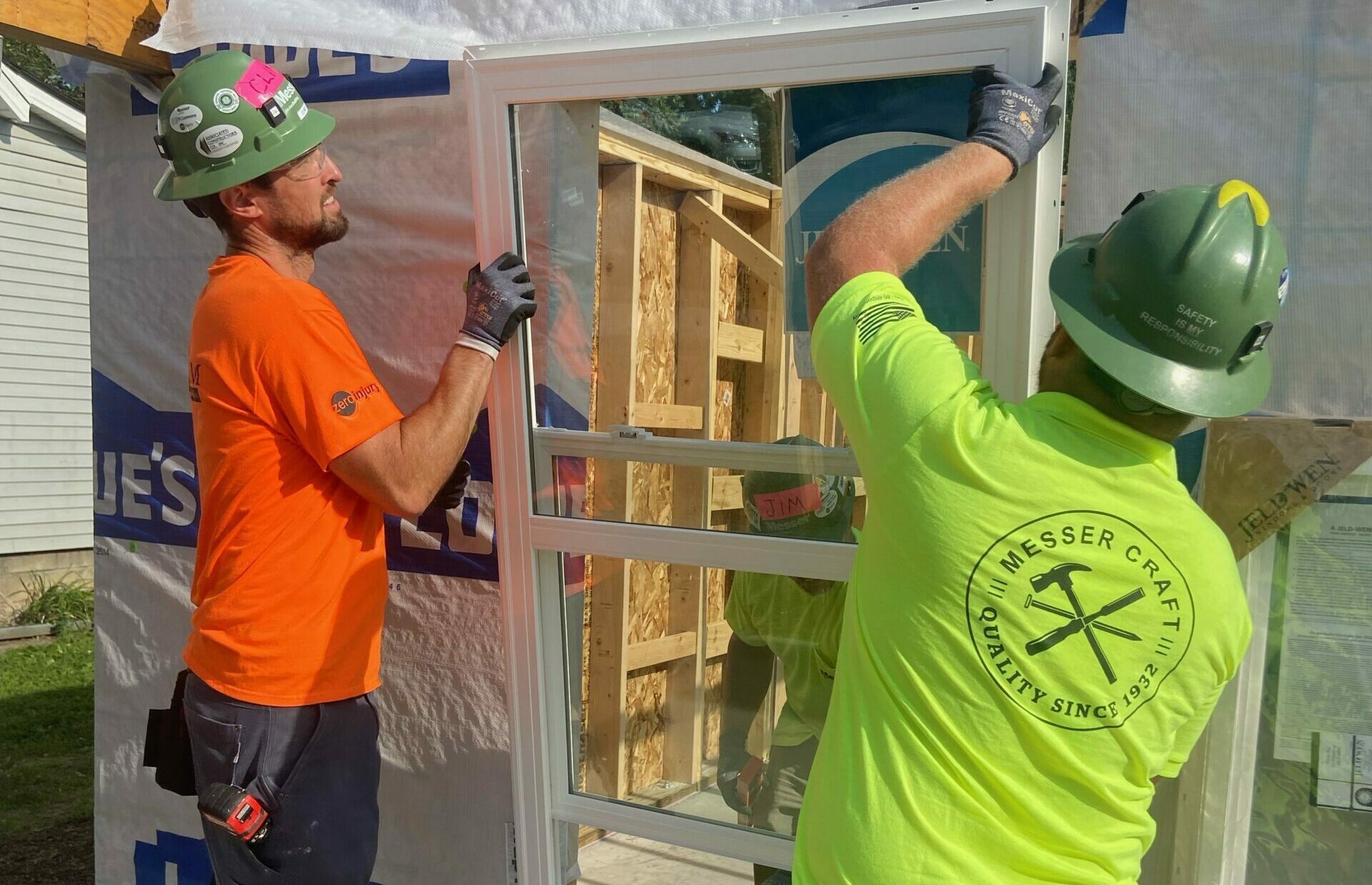 Messer Construction Co employees participating in a Habitat for Humanity Build