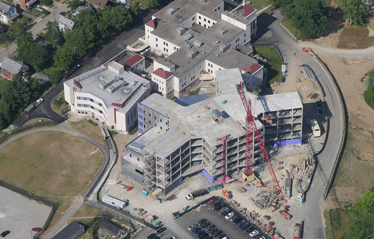 Aerial photo of building under construction